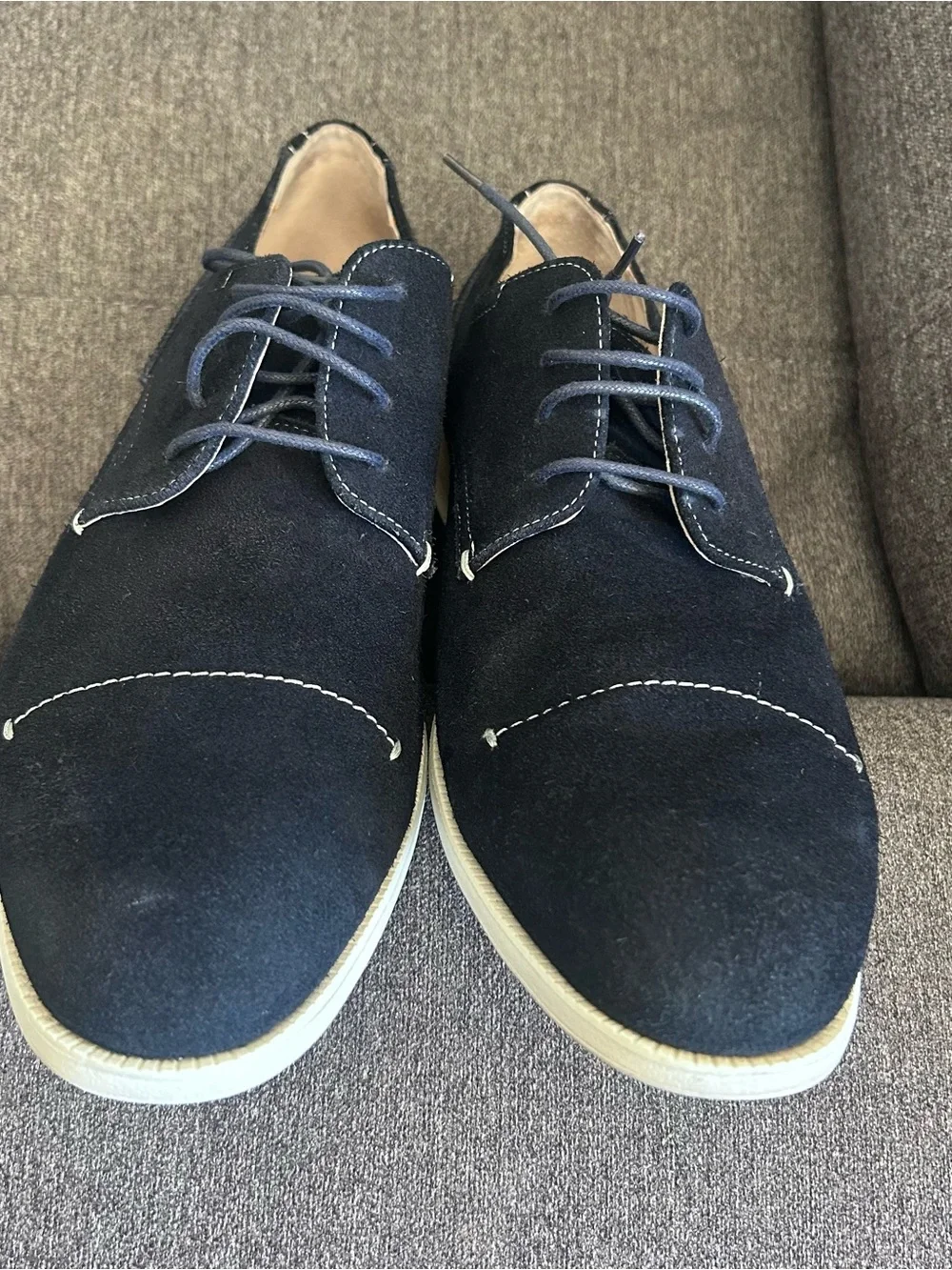 Stacy Adams Bale Cap Toe Suede Oxford Navy Blue Shoes Size 12